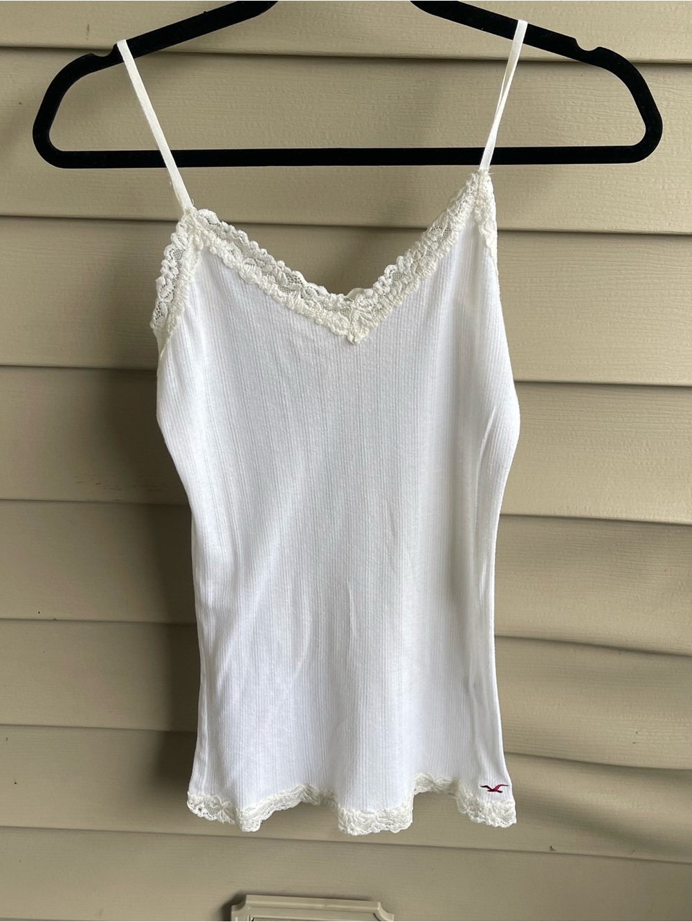 Vintage Y2K Hollister White Lace Trim Layering Cami Tank Top L